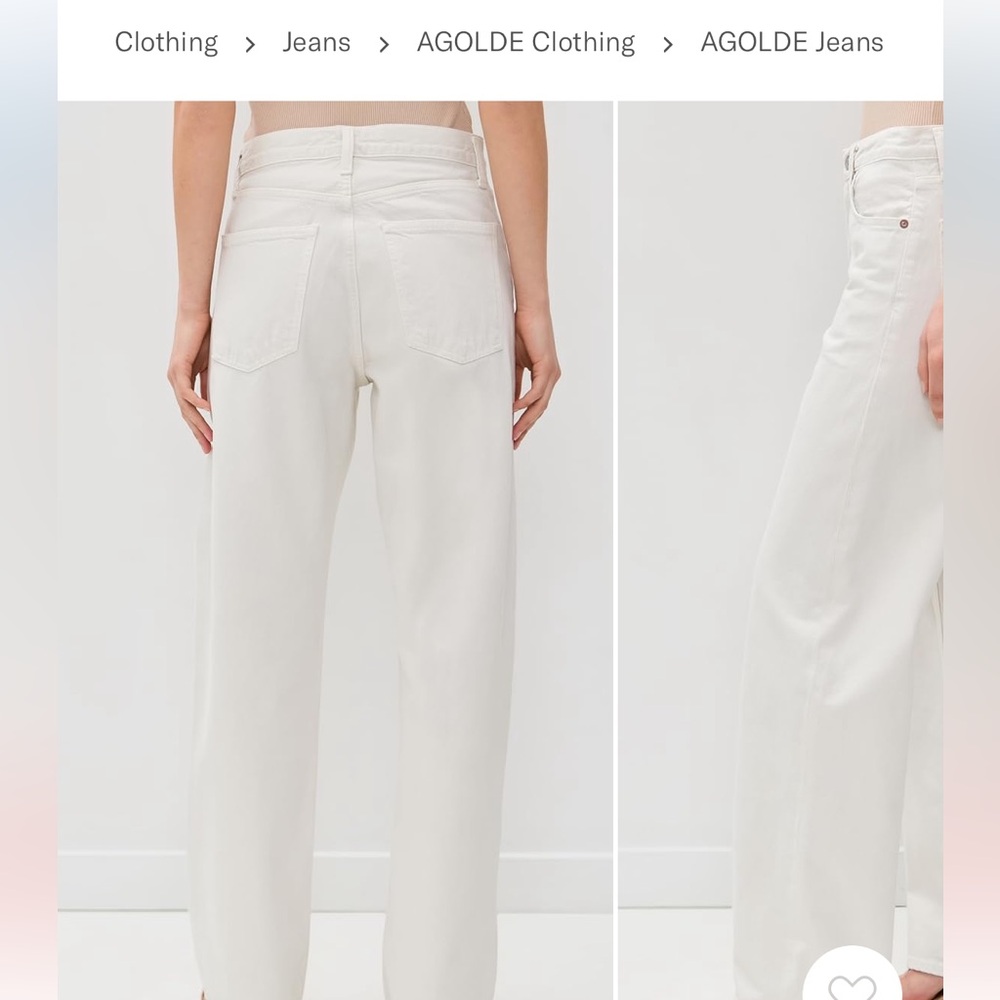 Agolde Women's Straight Leg Cream Jeans - high rise